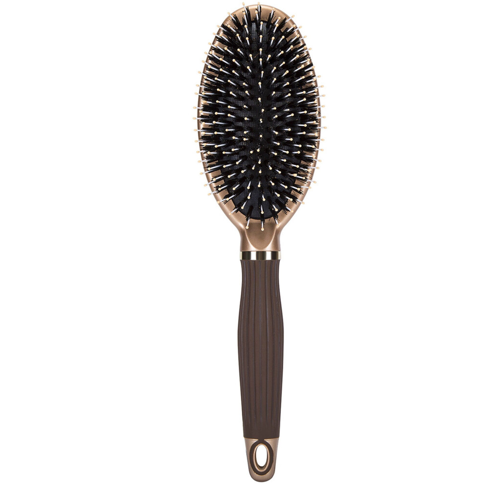 Boar Bristle Paddle Hair Brush for Wet Dry Thick Thin Curly Straight Hair with Smooth Shiny Finish, Gold