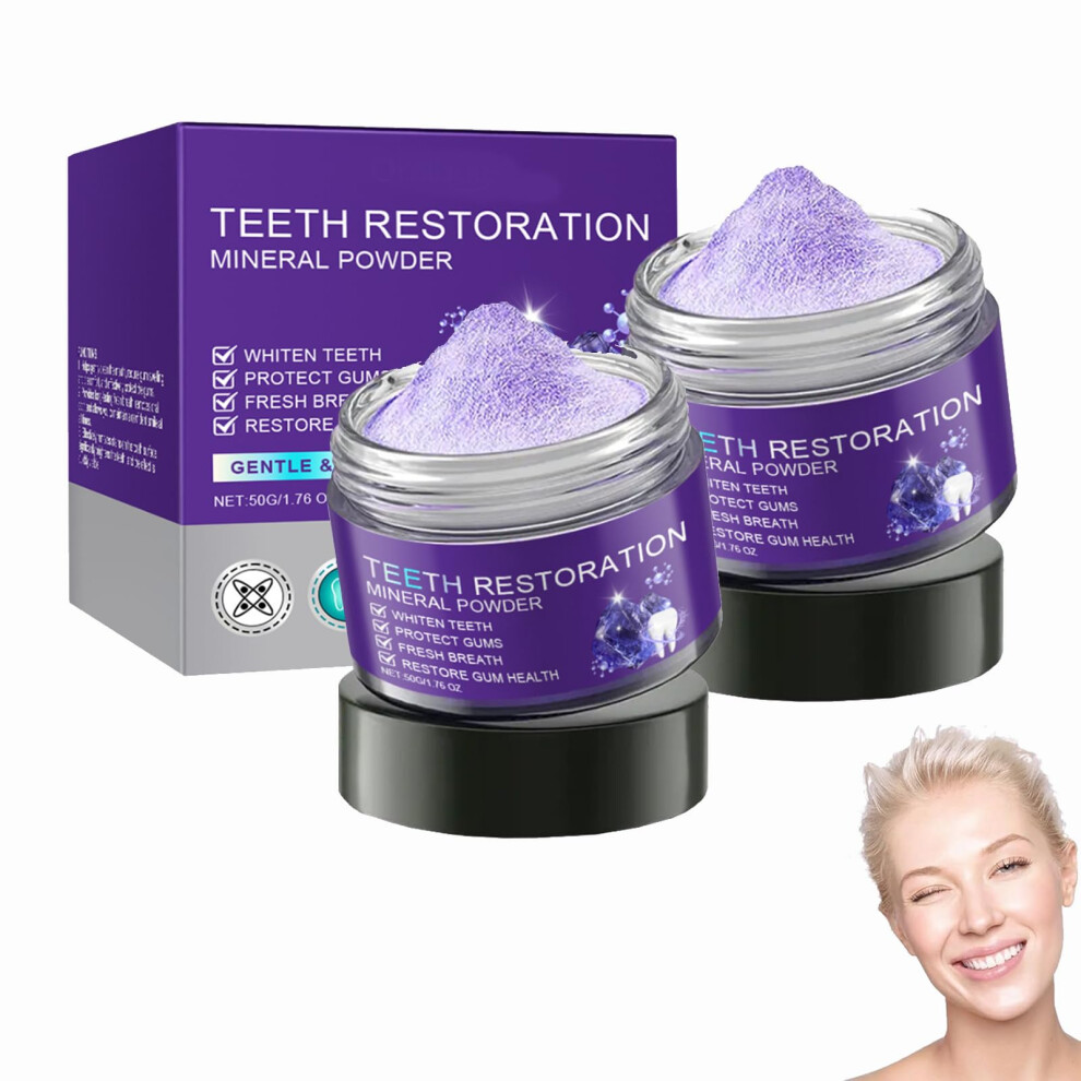 Natural Tooth Powder Pack of 2, Organic Mineral Formula for Teeth Whitening, Strengthening and Fresh Breath