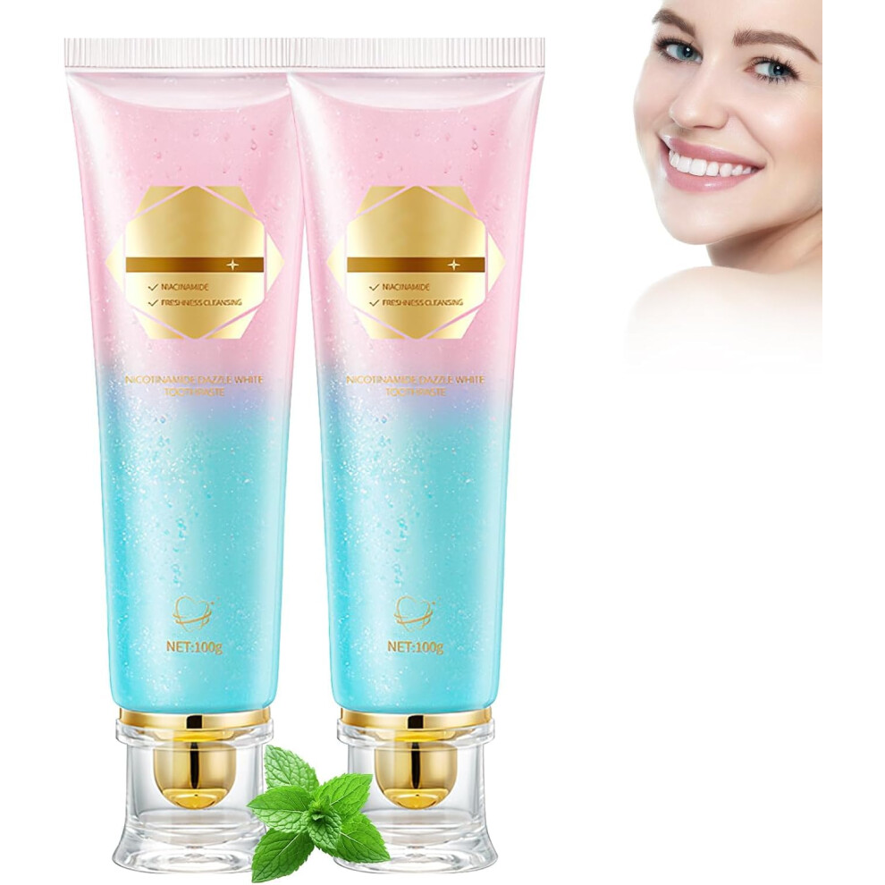 Niacinamide Whitening Toothpaste 2PCS for Visible Teeth Brightening, Gentle Stain Removal and Fresh Breath