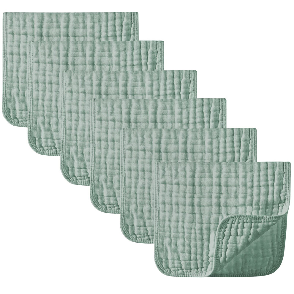 Baby Burp Cloths 6 Pack 100% Cotton Muslin Ultra Absorbent 20x10 Inches Dark Green
