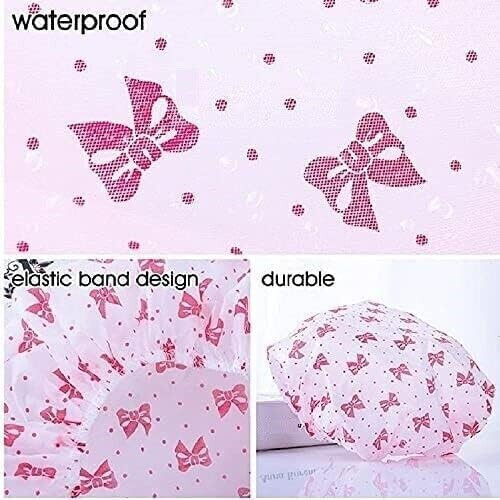 Shower Cap Women Reusable Waterproof Bath Shower Cap 6 Pack Set 2