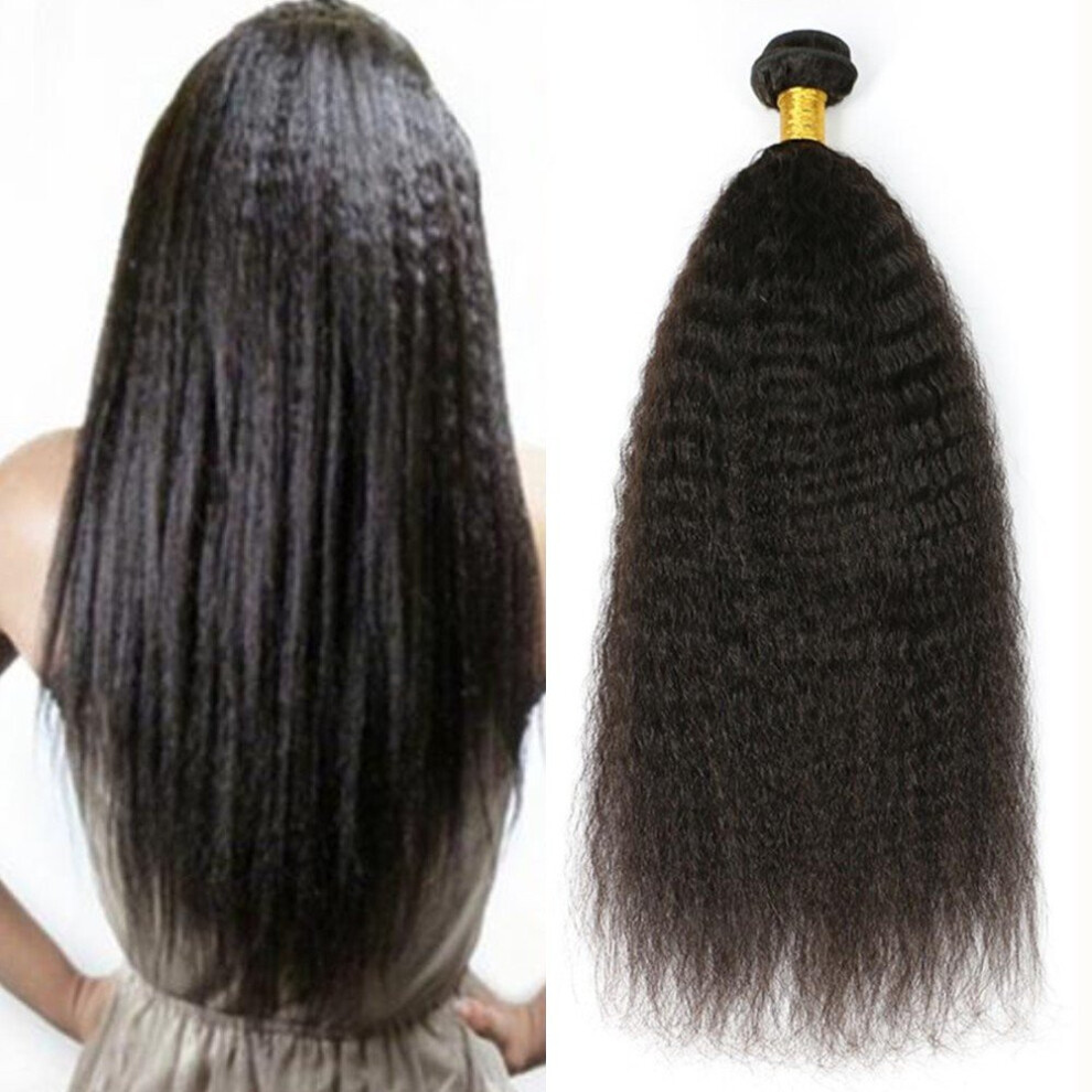 Unisex Brazilian Virgin Hair Yaki Straight Extensions 24 Inch Natural Kinky Straight Remy Weave Bundle