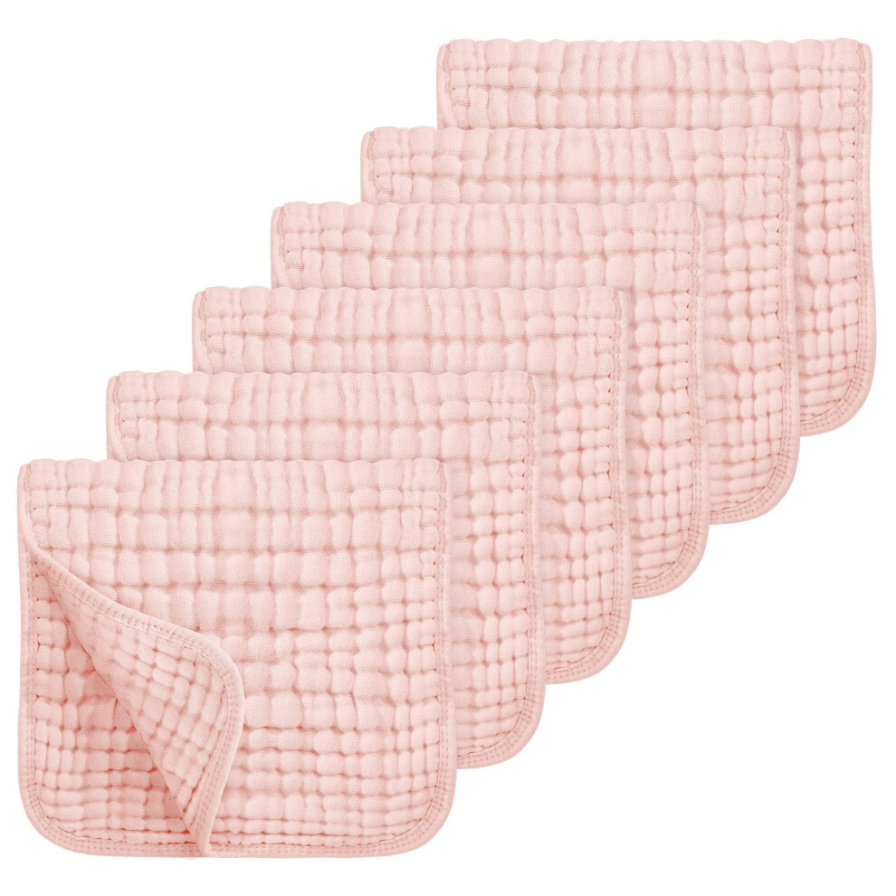 100% Cotton Muslin Burp Cloths 6 Pack Extra Soft Absorbent Large 20x10 for Newborn Boys and Girls Pink
