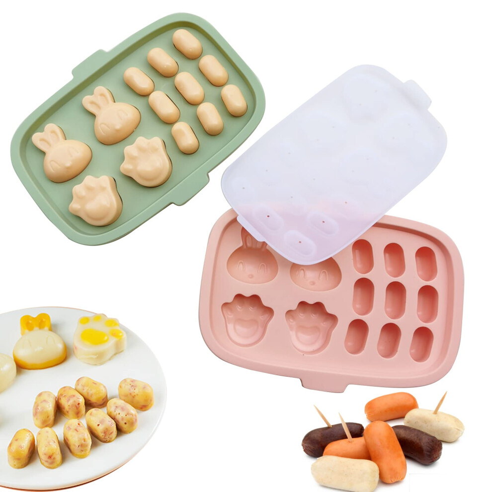 2 Pack Silicone Baby Food Freezer Tray with Leakproof Lid, Reusable Stackable Baby Food Storage Containers