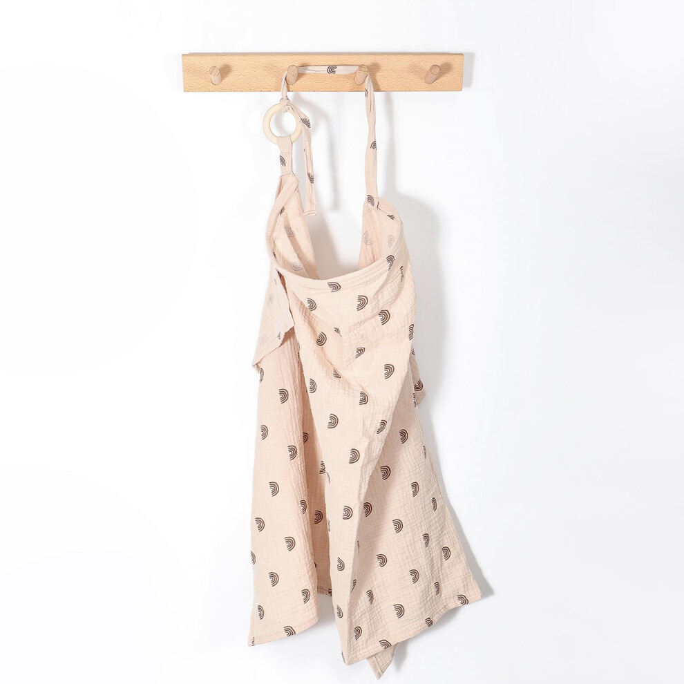 Muslin Nursing Cover For Breastfeeding With Hoop, Breathable Full Coverage Apron, Khaki Brown
