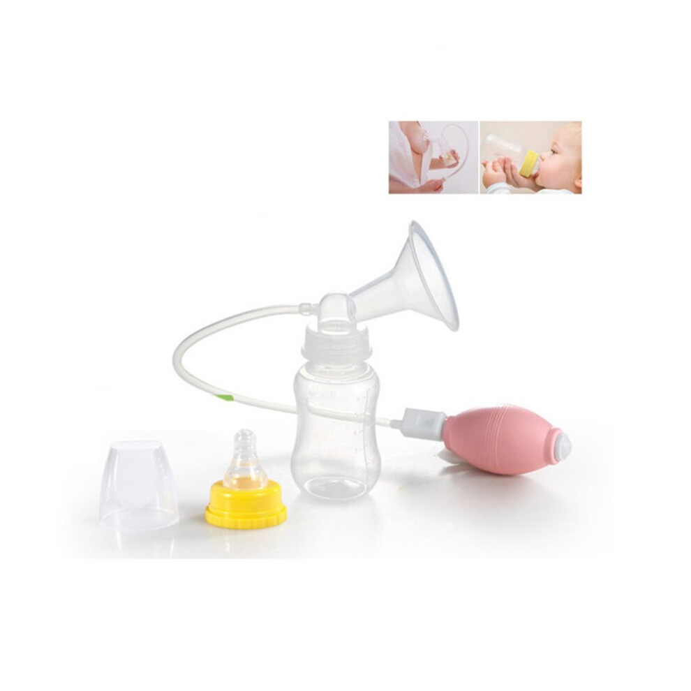 Manual Breast Pump with Gentle Silicone Seal and 180ml Milk Bottle for Breastfeeding Moms
