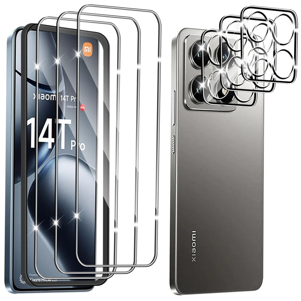 3 Pack Tempered Glass Screen Protector For Xiaomi Mi 14T Pro 5G, Hd Clear 9H Scratch Resistant Film Set 9092120137095