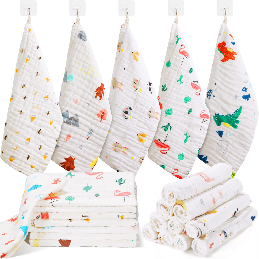 10 Pack Muslin Baby Burp Cloths 20x10 Inches Ultra Absorbent 6 Layer Soft Baby Burp Rags for Newborn Shower Gifts