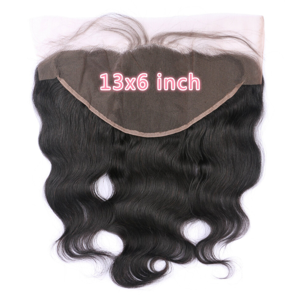 13x6 Lace Frontal Closure Body Wave Brazilian Virgin Human Hair PrePlucked with Baby Hair 16inch
