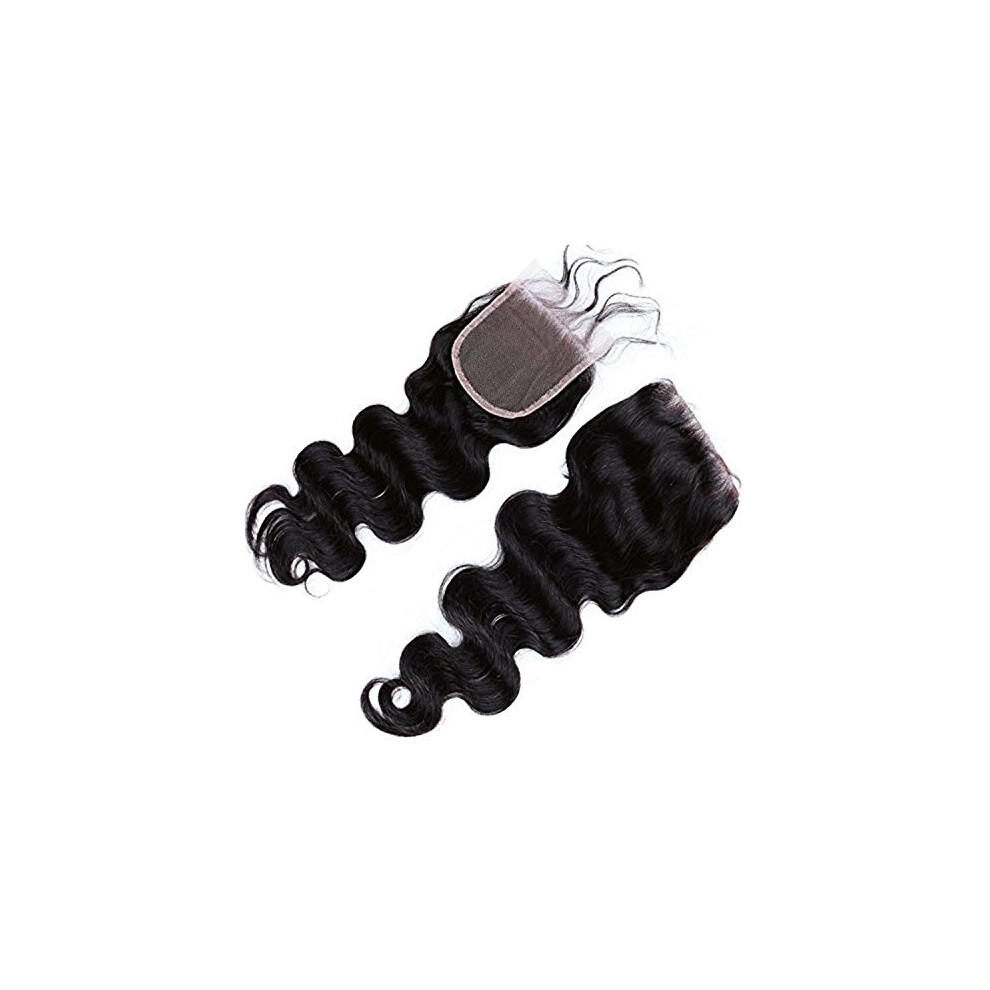 Unisex Brazilian Virgin Hair Closure 16 Inch Body Wave 4X4 Swiss Lace Natural Hairline Human Hair