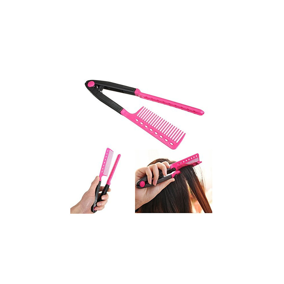 Unisex Folding V Hair Straightening Comb For Faster Styling And Precise Salon Hair Sectioning