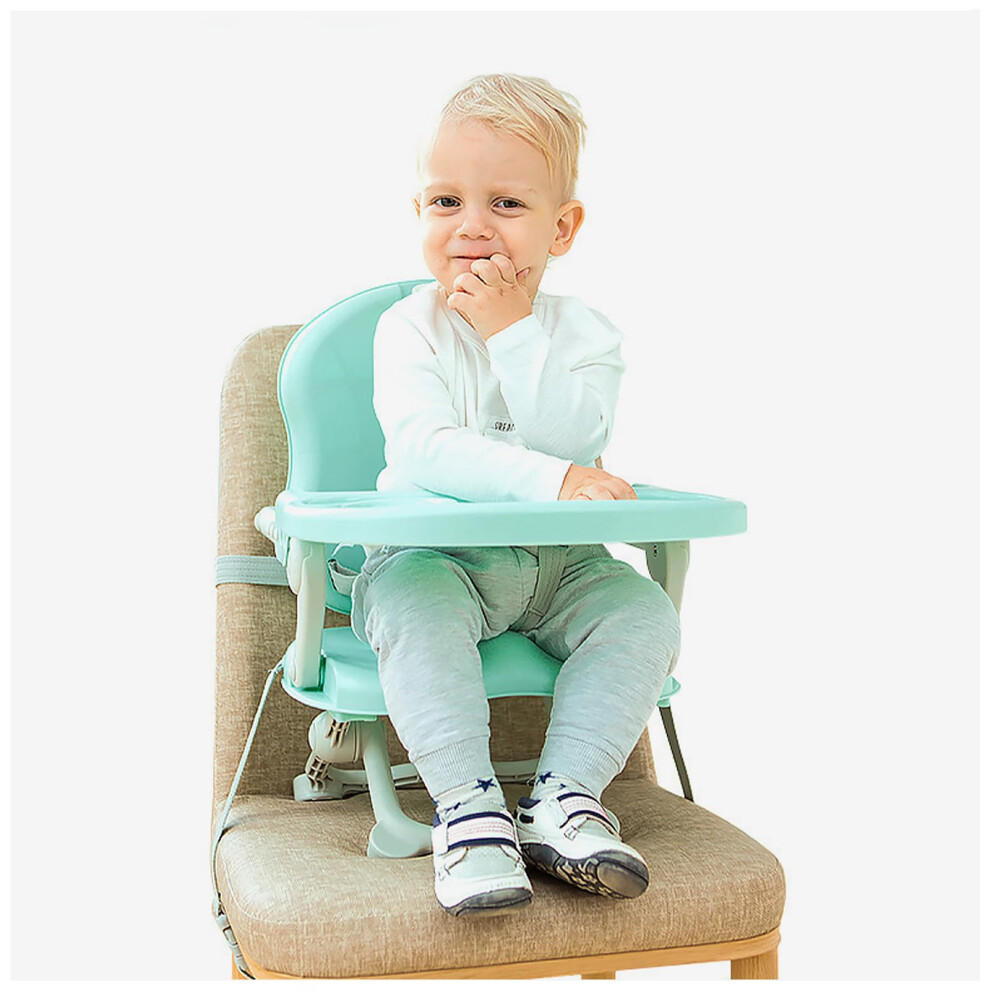 Foldable Baby Booster Seat with Removable Tray, 4 Adjustable Heights Toddler Dining Chair for Travel and Home