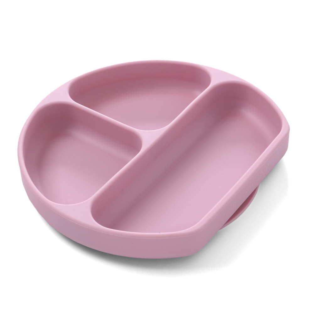 Baby Suction Plate Silicone Divided Plate With Secure Suction Base, Microwave Dishwasher Safe (Pink) Pink