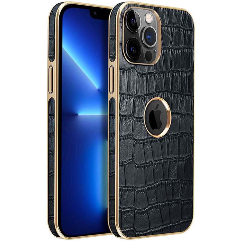 Leather Case For Iphone 14 Plus Crocodile Texture Shockproof Cover Wireless Charging Compatible 9092120137286