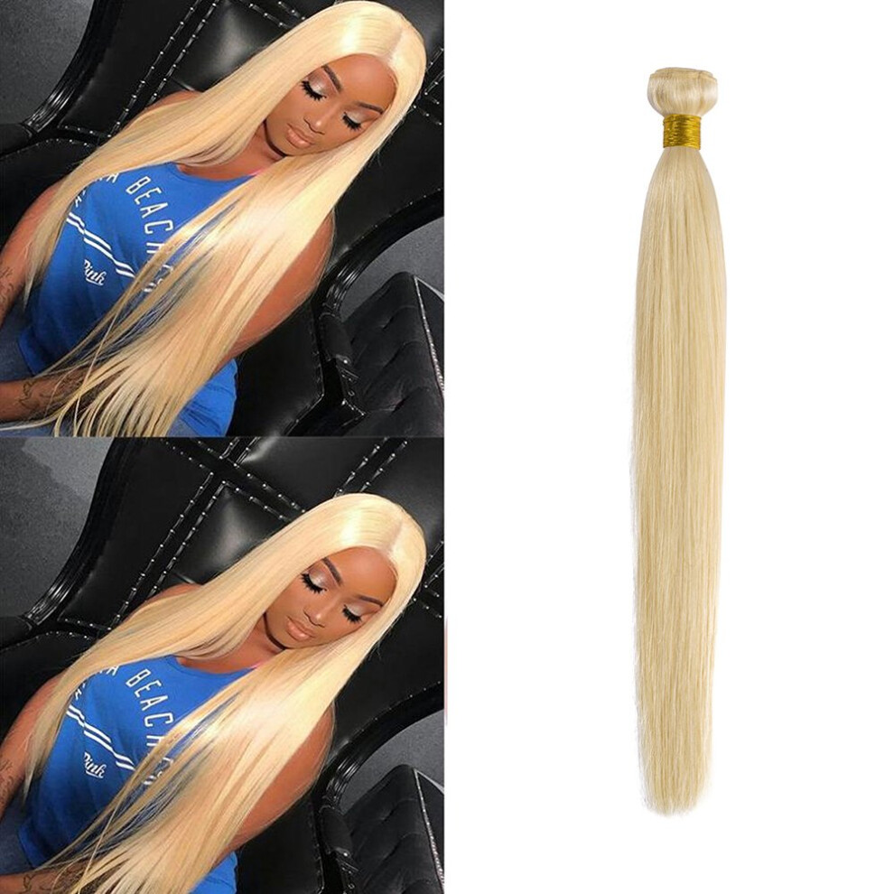 Unisex Brazilian Blonde Hair Extensions 18 Inch 613 Virgin Remy Human Hair Weft Double Weft Durable