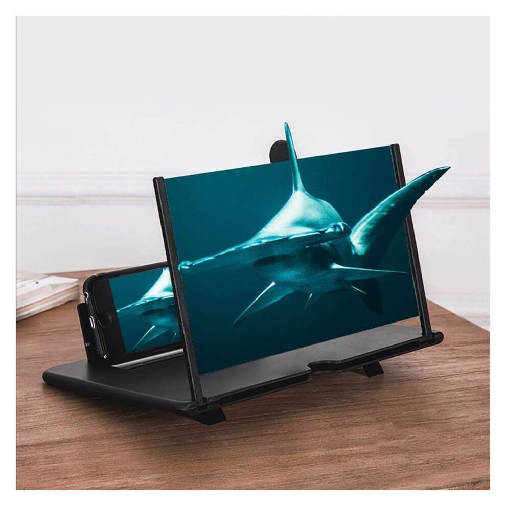12 Inch 3D Hd Mobile Phone Screen Magnifier, Foldable Amplifier For Movies, Videos And Gaming Black 9092120137330