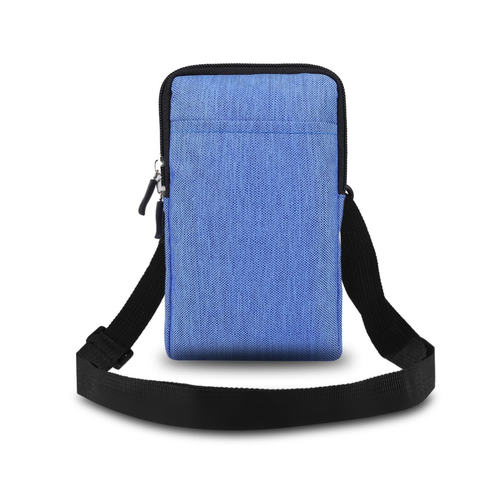 Phone Holster Bag For Men 7.2 Inch Water Resistant Denim Crossbody Phone Pouch With Dual Zipper And Belt Loop Blue 9073542615101
