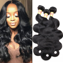 Peruvian Body Wave Virgin Human Hair Bundles 10A Extensions 3pcs 10 12 14 Inch Natural Black