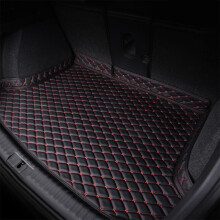 Trunk Mat for Ford Edge 20092014, CustomFit Leather Cargo Liner, All Weather AntiSlip Durable Protection Black Red