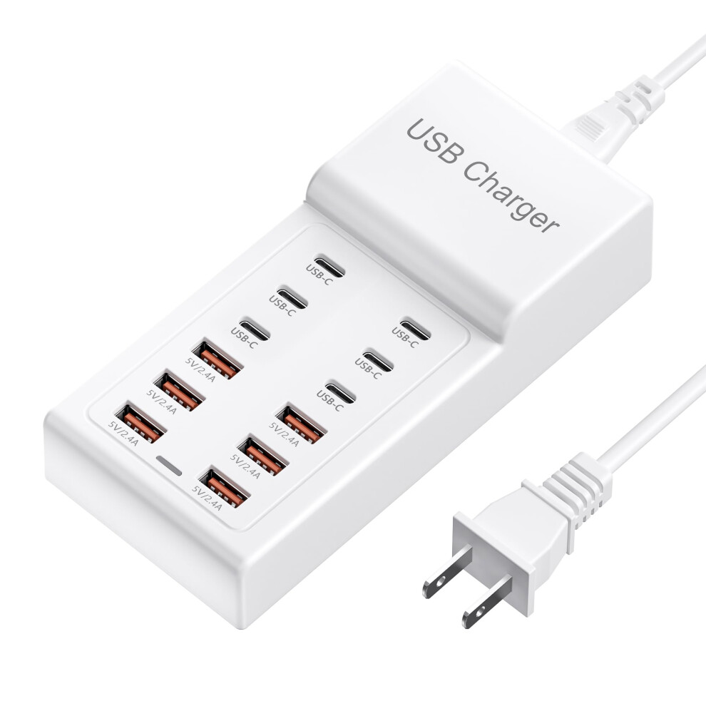 Usb Charging Station 50W 12Port Fast Charger Hub With 6 Usbc And 6 Usba Ports For Multi Devices White 9073542616283