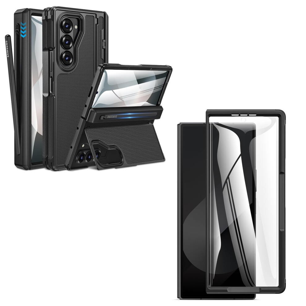 Case With S Pen Holder, Kickstand And Hinge Protection, Slim Dual Layer Design For Samsung Galaxy Z Fold 6 9073542652861