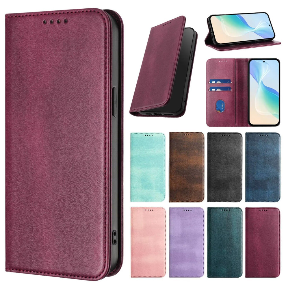 Leather Wallet Case Rfid Blocking Magnetic Flip Cover With Card Slots Kickstand Shockproof For Samsung Galaxy J5 Pro 2017 Burgundy 9330225980858