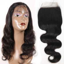 Brazilian Body Wave Lace Closure 12 Inch 4x4 Virgin Human Hair Natural Black 10A Grade