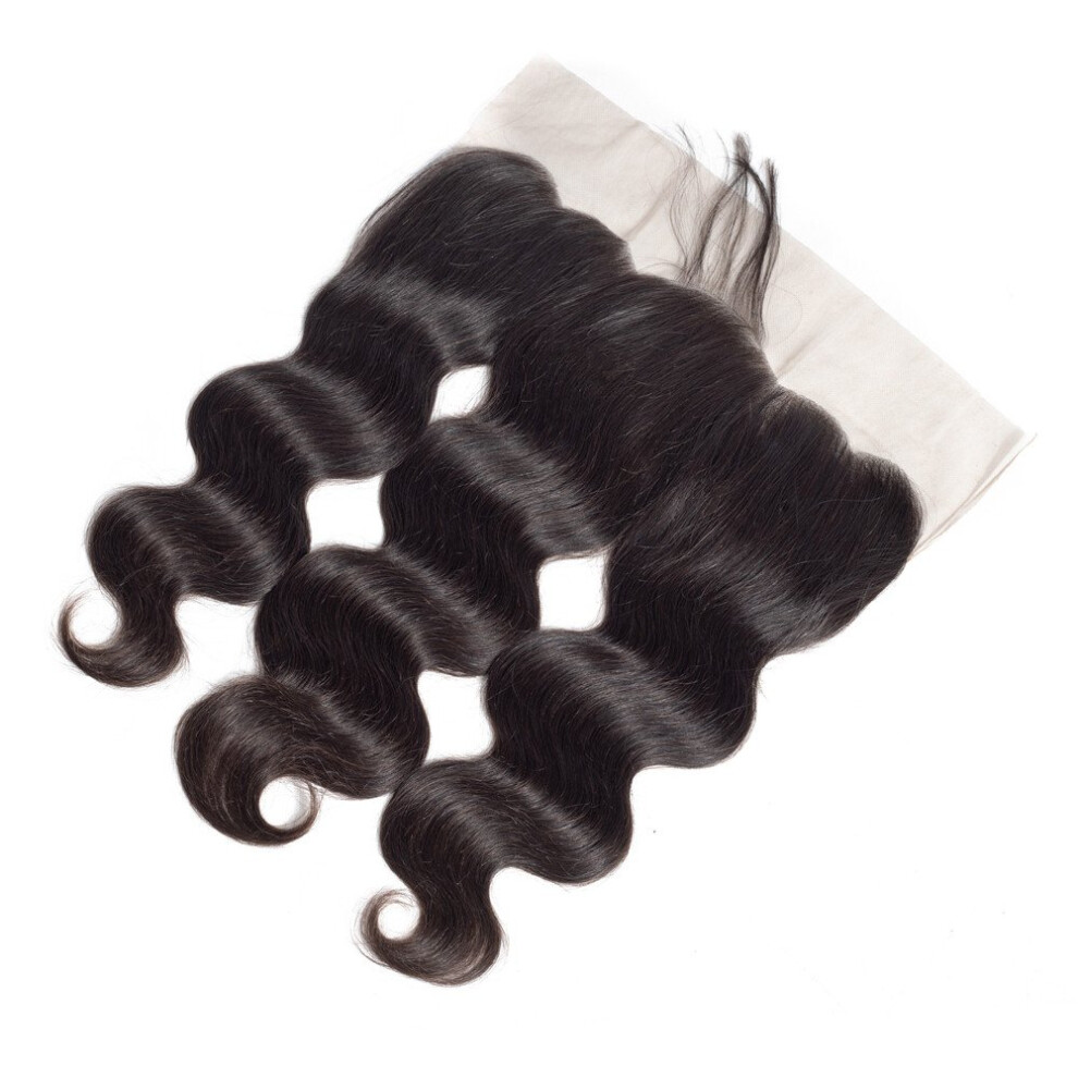 Unisex Brazilian Body Wave Lace Frontal 13X4 Closure Virgin Hair Pre Plucked With Baby Hair Bleached Knots