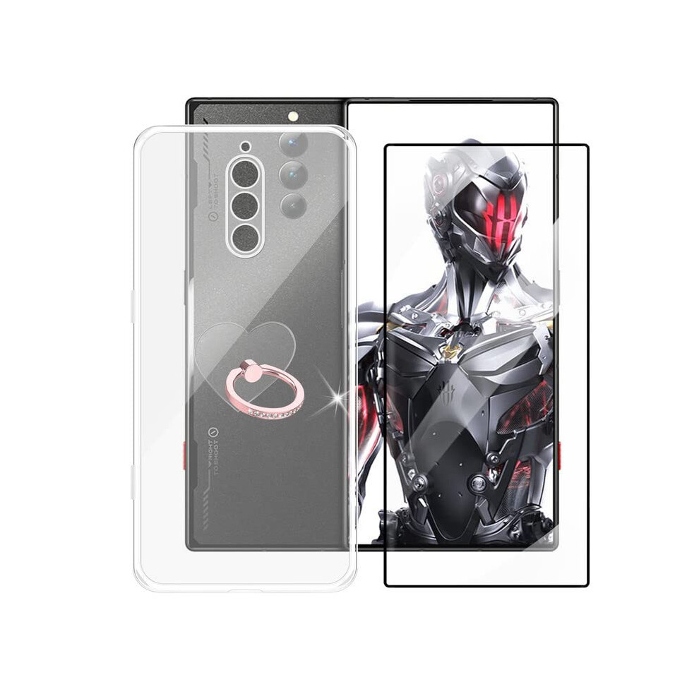 Case With Tempe Glass, 360 Ring Kickstand Shockproof Antiscratch Tpu Cover For Zte Nubia Magic 8 Pro Red 9169991630533