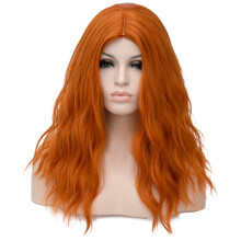 Orange Cosplay Wig Long Wavy Synthetic 50cm Heat Resistant Fiber Adjustable Straps for Women