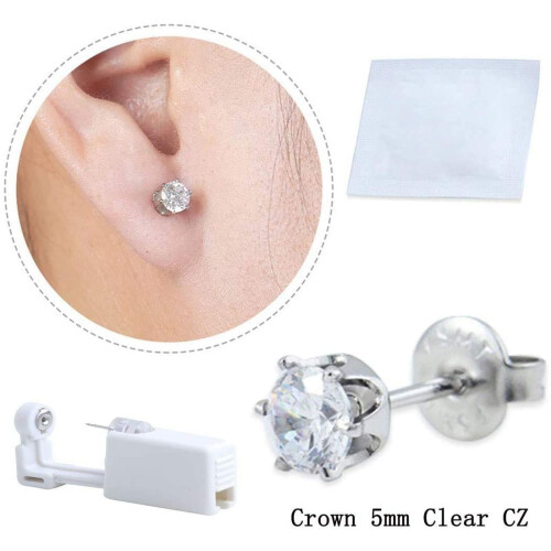 2 Pack Ear Piercing Kit, Disposable Self Ear Piercing Gun with Sterilized White Stud Earrings 1