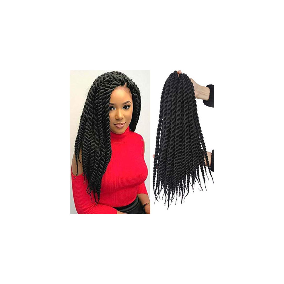 Unisex Black Havana Mambo Twist Crochet Hair 18 Inch Prelooped Senegalese Twist Braids Natural 6 Packs