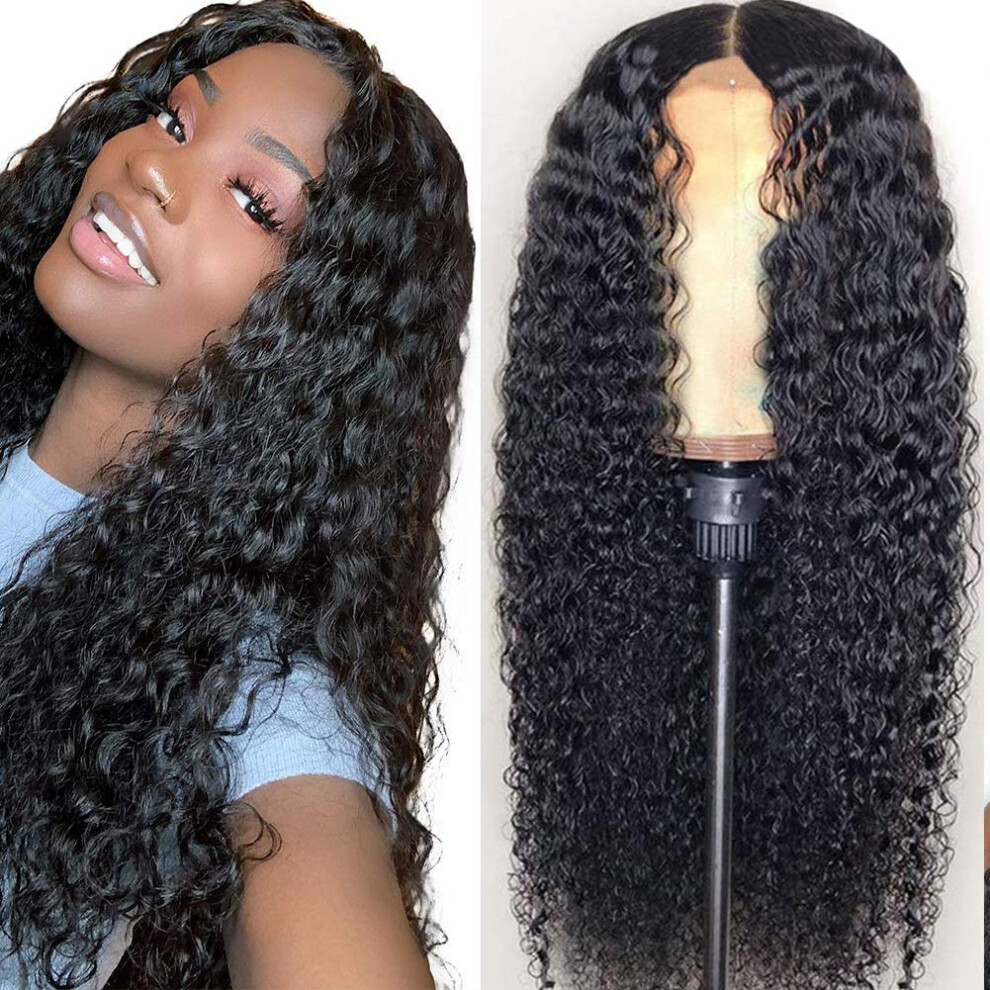 20 Inch Kinky Curly Human Hair Wig 4x4 Lace Closure Brazilian 130 Density Natural Hairline