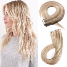 22 Inch Ombre Ash Blonde Tape in Hair Extensions Seamless Skin Weft 100% Remy Human Hair 20pcs