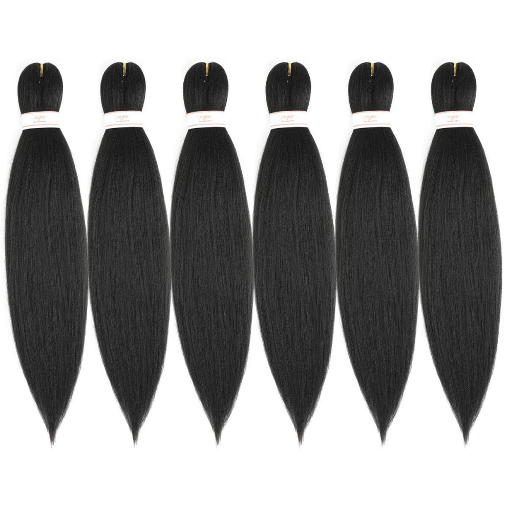 Pre Stretched Braiding Hair 28 Inch 6 Packs Yaki Texture Synthetic Extensions for Box Braids