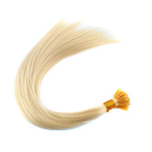 18 Inch Blonde I Tip Hair Extensions with Micro Beads, Synthetic 100 Strands for Length and Volume