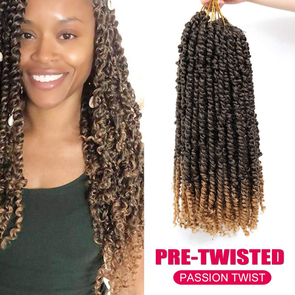 Unisex 18 Inch Pretwisted Passion Twist Hair Crochet Braids Extensions 7 Packs T27 For Protective Styles