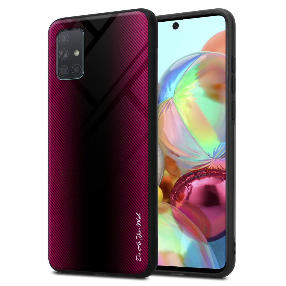 Crimson Stripe Shockproof Tpu Silicone And Tempered Glass Protective Cover For Samsung Galaxy A71 Pink 9330225921219