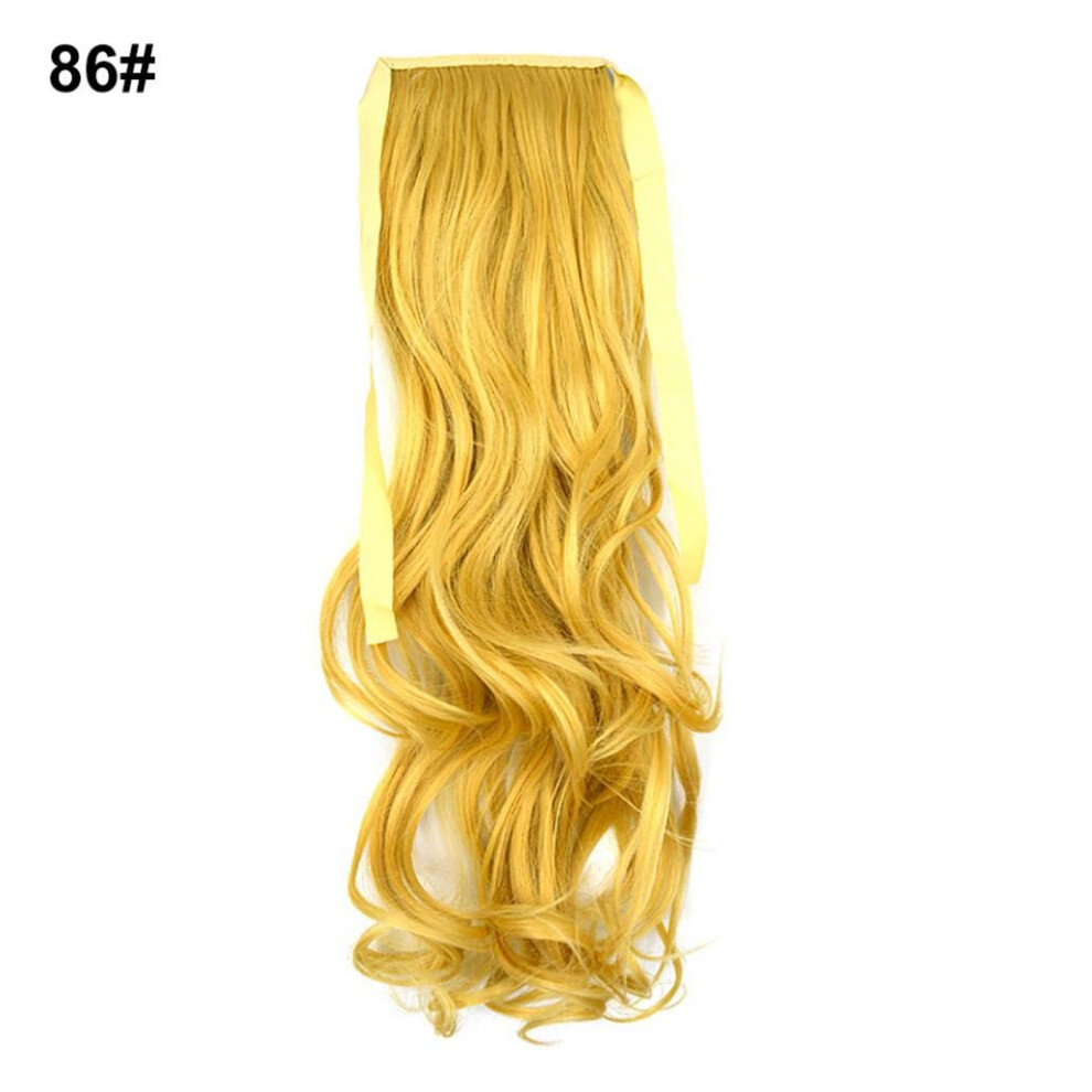Unisex Curly Clip In Ponytail Hair Extension 20 Inch Synthetic Heat Resistant Wraparound Hairpiece 86#