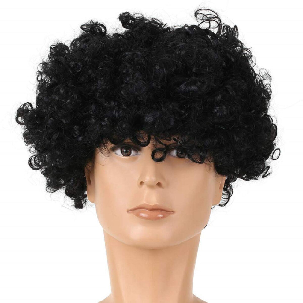 Unisex Black Synthetic Lace Front Wig 30 Inch Long With Bangs, Heat Resistant Fiber, Natural Hairline