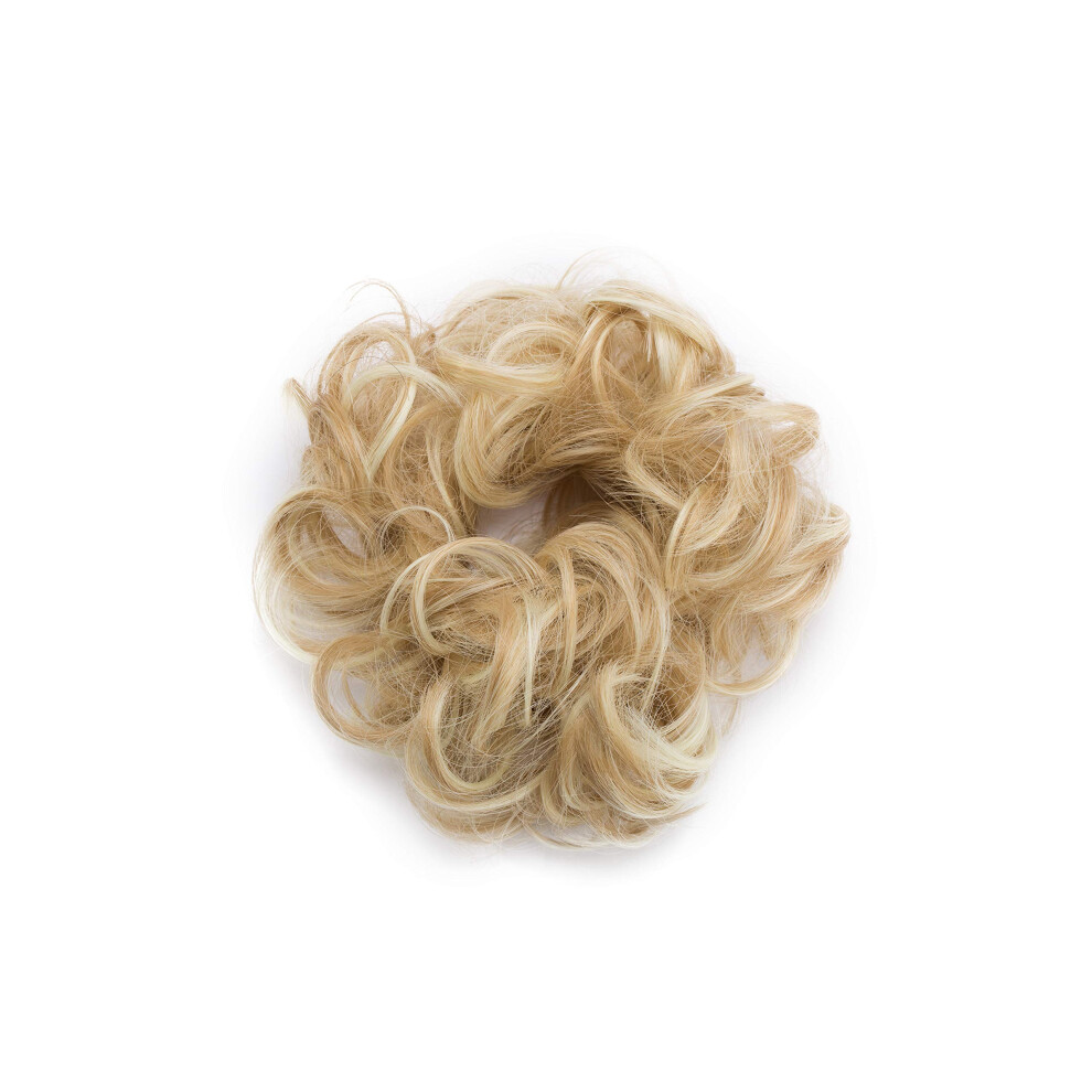 Unisex Dark Synthetic Hair Bun Extension 2Pcs Blonde Mix Bleach Blonde For Instant Volume Boost
