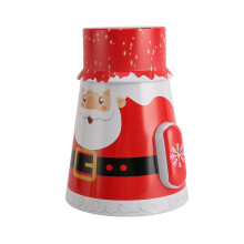 Bright Colors Christmas Candy Tin - Durable Metal Roly Poly Decor Storage