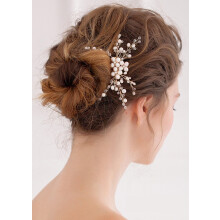 Gold Rhinestone Bridal Hair Comb with Crystal and Pearl for Bride and Bridesmaids Rose Gold