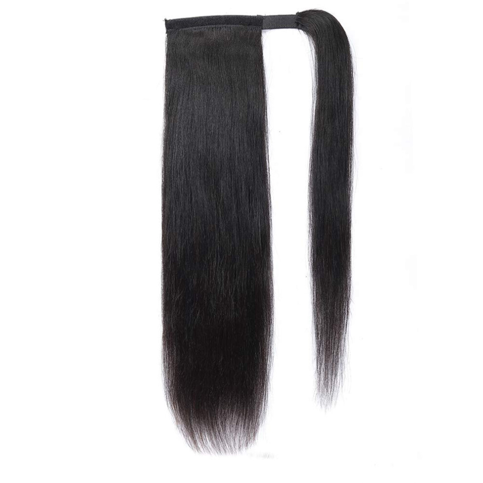 Unisex Straight Human Hair Ponytail Extension Wrap Around Brazilian Virgin Clip In Hairpiece 10 Inch