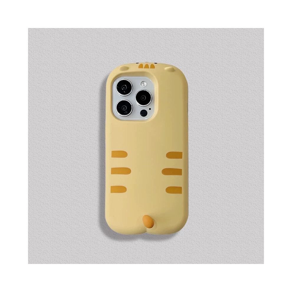Cute 3D Cat Silicone Case For Iphone 13 Pro, Kawaii Kitty Cover With Shockproof Protection Yellow 9073542654216