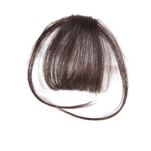 Clip In Human Hair Bangs Dark Brown Hand Tied Temple Fringe with Natural Texture