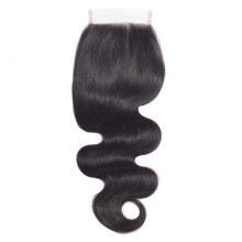 Brazilian Body Wave 4x4 Lace Closure 18 Inch Virgin Human Hair Natural Black Full Volume Density
