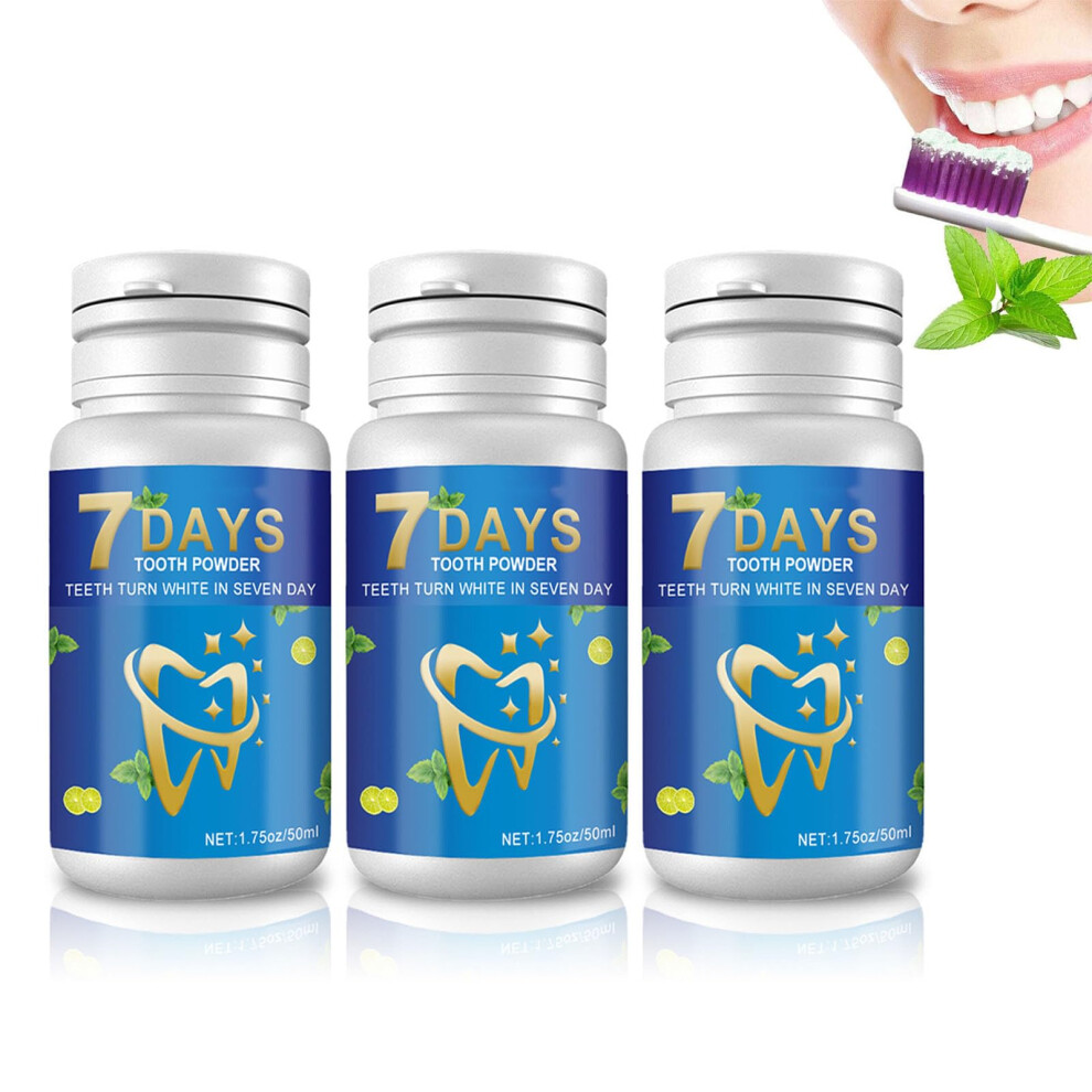 Yellow 7 Days Teeth Whitening Powder Set, Peroxide Mint Formula For Teeth Stains And Tartar Removal (3Pcs)