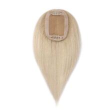 Human Hair Topper for Women 12 Inch Silk Base Blonde ClipIn for Instant Crown Volume