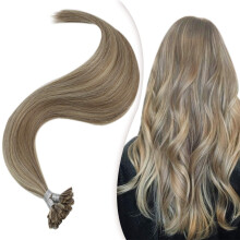 20 Inch U Tip Human Hair Extensions Dark Ash Blonde Remy Keratin Fusion for Natural Look